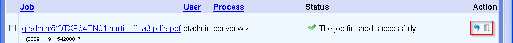 Job statuses in DPF Tracker